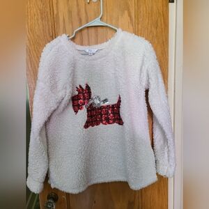 Time and Tru Sherpa Sweater With Scottie Design Small